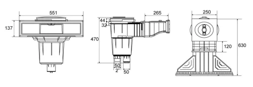 ATECPOOL EURO SKIMMER extra széles szájú szkimmer fóliás rézperselyes  2'/ 11/2' BM ABS AP