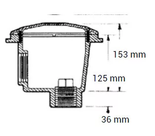 HAYWARD ANTI VORTEX fenékürítő, örvénymentes ráccsal, 1  1/2”, 5 m3/h, betonos 