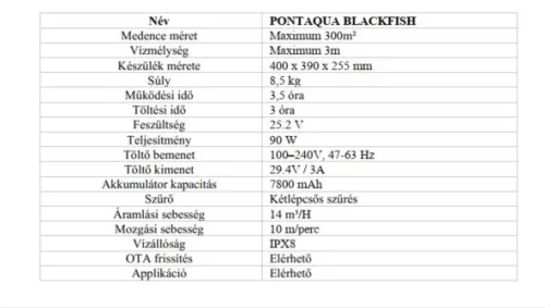 PONTAQUA BLACKFISH akkumulátoros automata porszívó